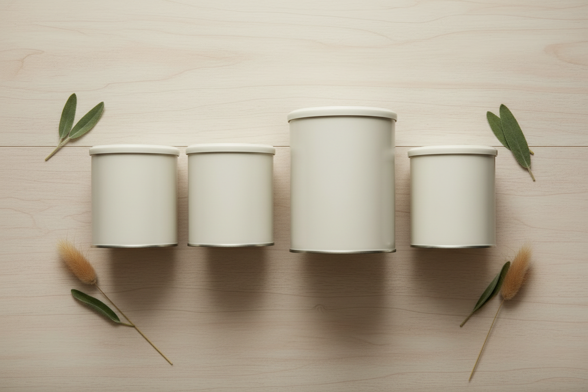 Different types of gentle infant formula cans on a wooden surface