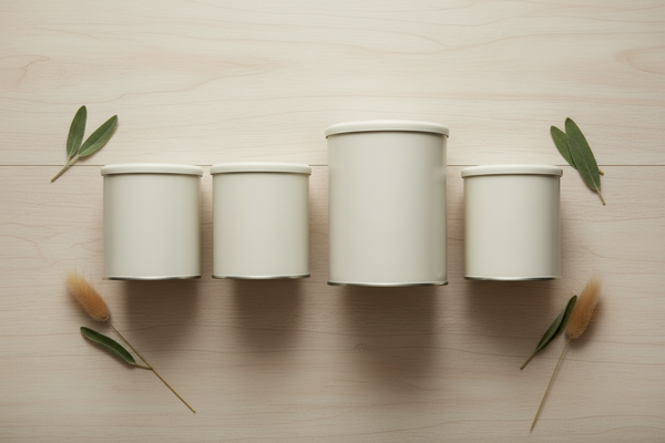 Different types of gentle infant formula cans on a wooden surface