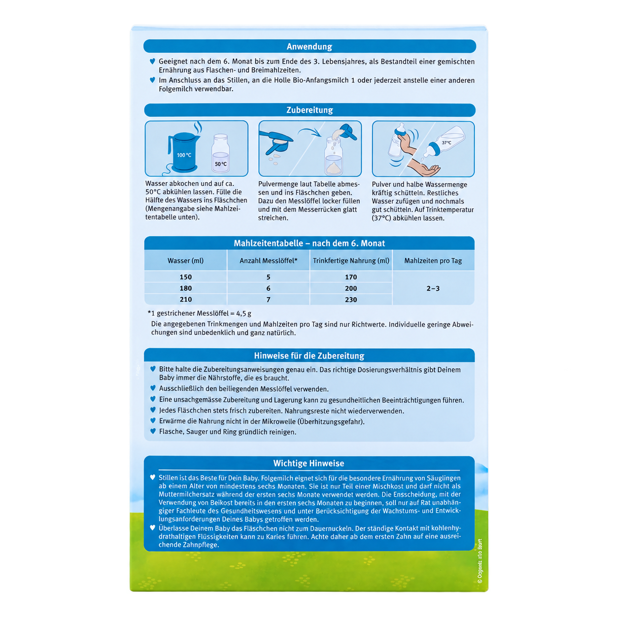 Holle Bio Stage 2 Organic Follow-On Formula packaging information view 2