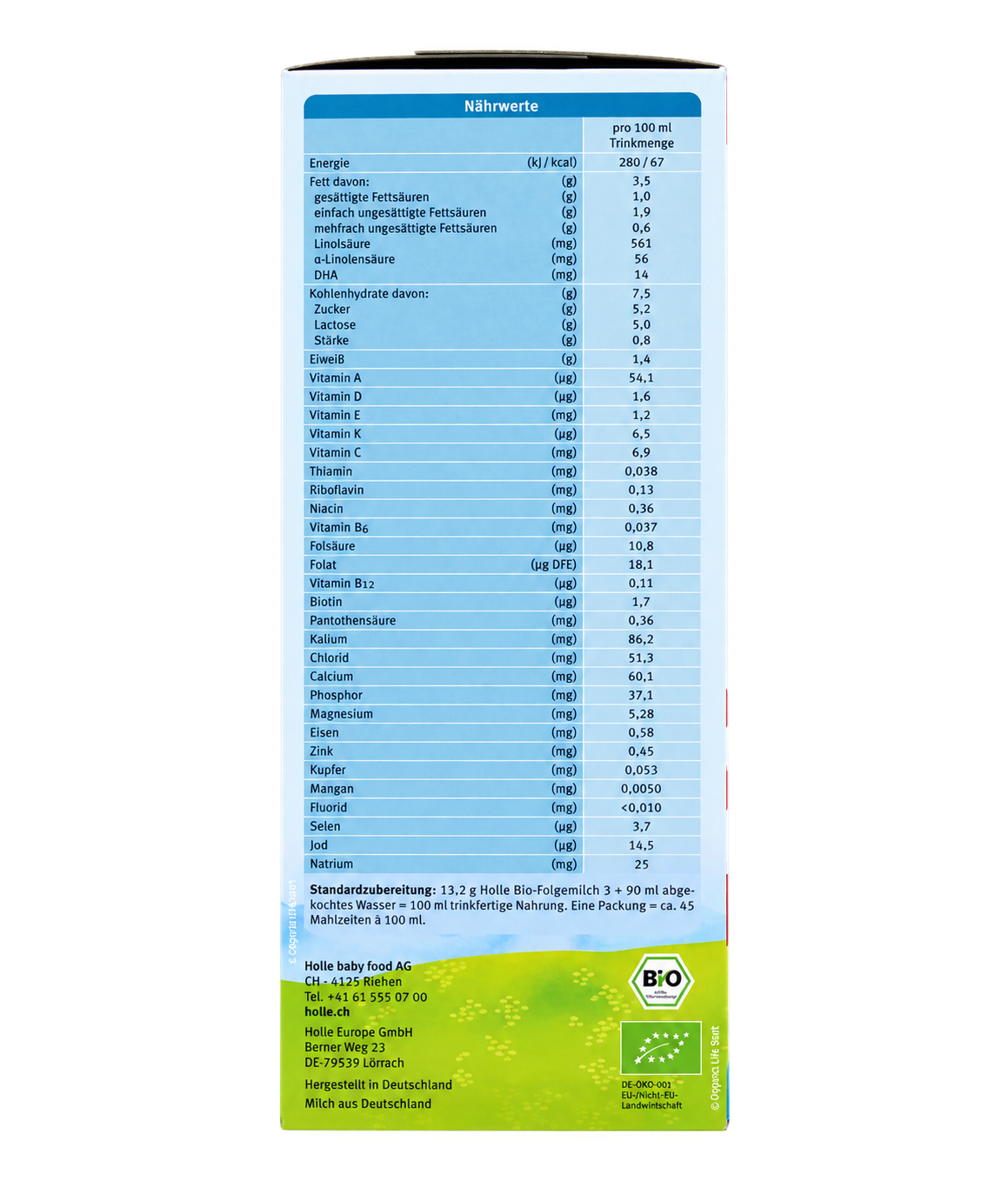 Holle Bio Stage 3 Organic Follow-On Formula packaging information view 1