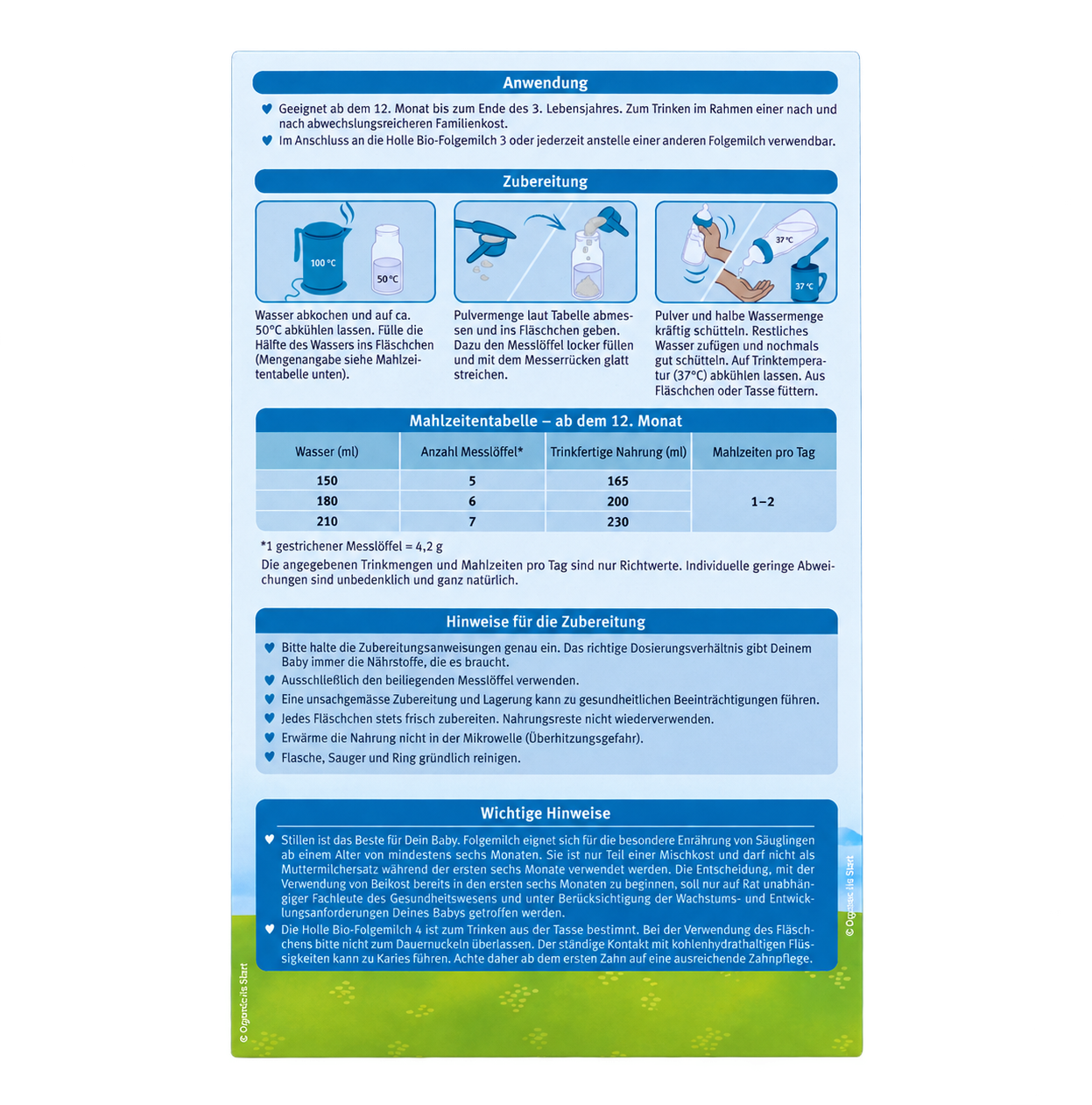 Holle Bio Stage 4 Organic Toddler Formula packaging information view B