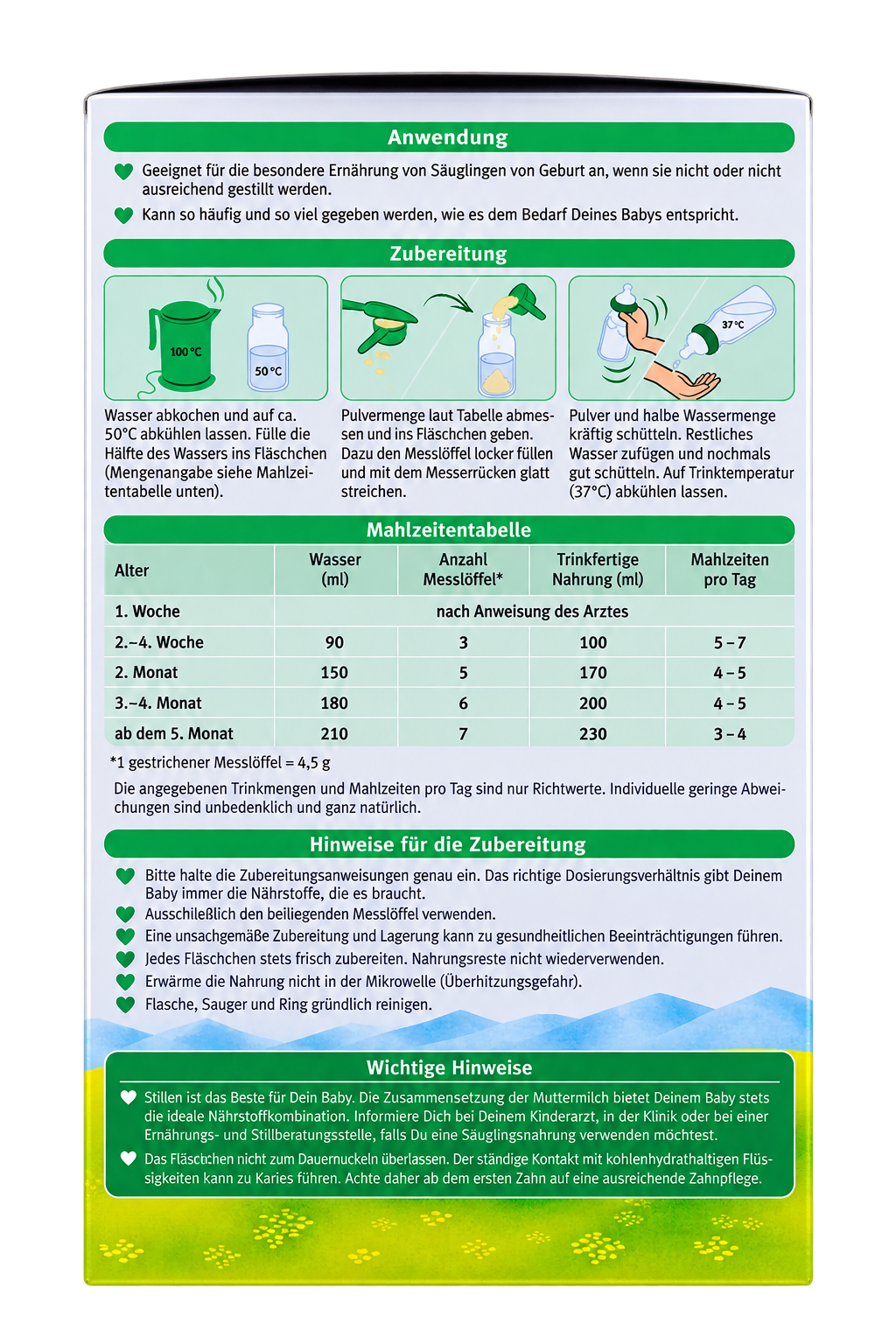 Holle Goat Stage 1 Organic Infant Formula back label and nutrition information