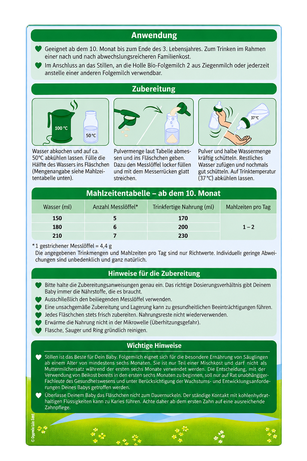 Holle Goat Stage 3 Organic Toddler Formula back label and nutrition information