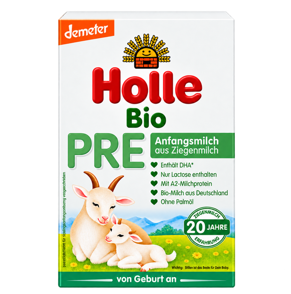 Holle Goat Stage PRE Organic Infant Formula front packaging